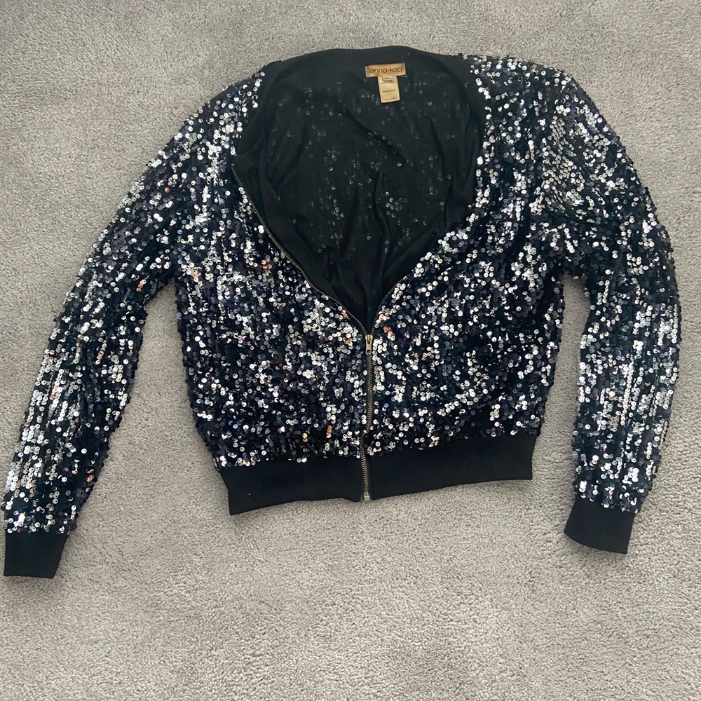 Express Black Bomber Jacket with Ribbed Cuffs and Waistband